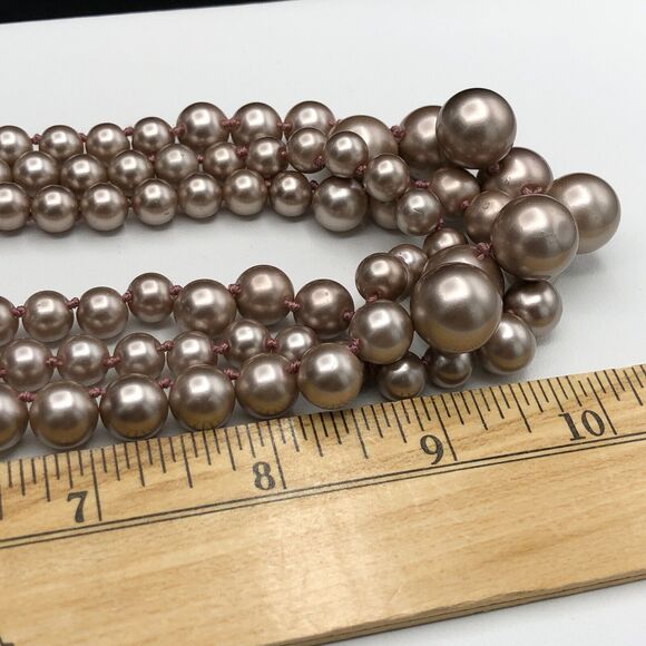 J. Crew Necklace Faux Pearl Taupe Bubble Beaded Hand Knotted Multi 3 Strand - Picture 7 of 7